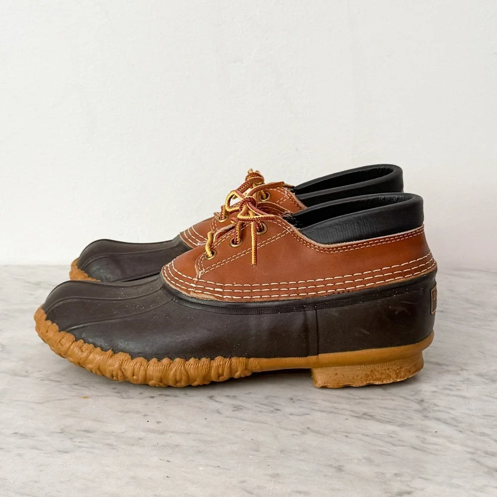 LL Bean Duck Boots Gumshoe Low Waterproof Brown Tan Size 8 Mens Made in USA